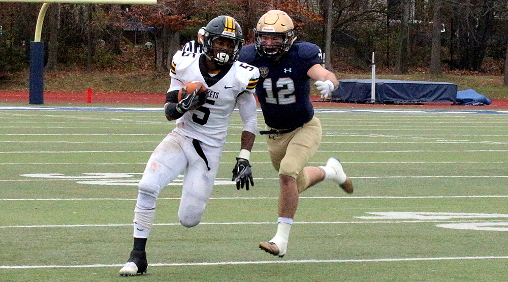 Tre Frederick turns the corner against the John Carroll defense. (John Carroll athletics photo)